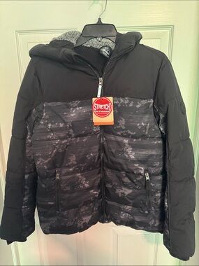 ZeroXposur Boys Black Gray Camouflage Puffer Jacket